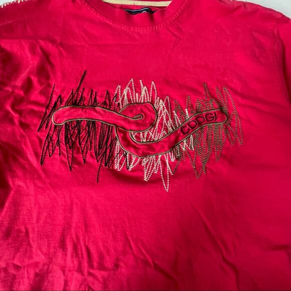 Vintage 1990s Coogi Embroidered T Shirt Cropped Boxy Red XL GUC - Picture 7 of 12